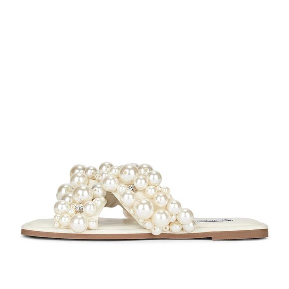 NWB Steve Madden Duri Pearl Embellished Slide Sandals 7.5 - Picture 5 of 5